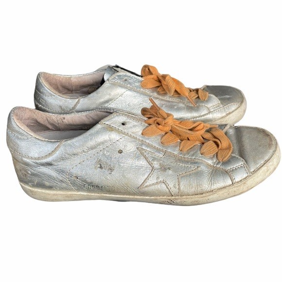 Golden Goose Sneaker Super Star Shoes Lo Casual Fashion Womens 38 7.5 8 Metallic - Picture 1 of 6